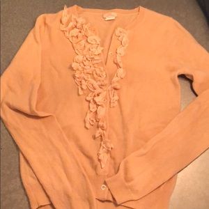 J.Crew Cashmere Cardigan with fabric detail